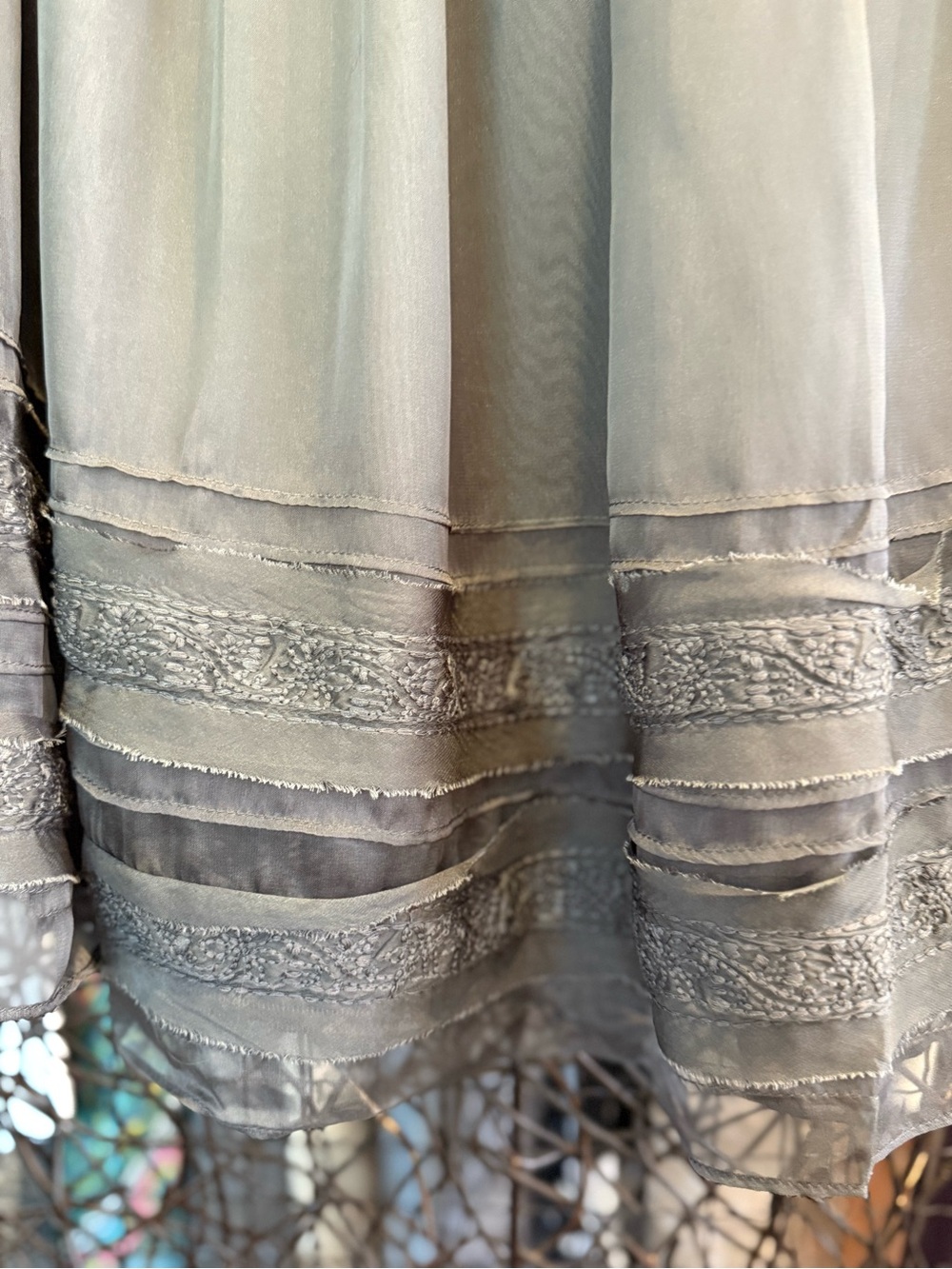 Women's Chiffon A-Line Skirt - Light Gray (0106) - Picture 5 of 5